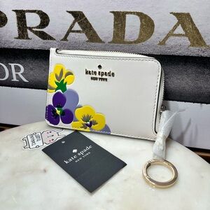 Kate Spade New York Darcy Wild Petal Medium L-Zip Card Holder features a floral